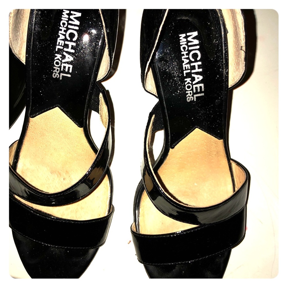 Michael Kors patent leather open toe heels